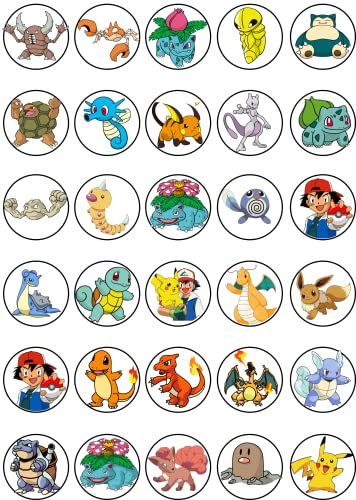 30X Poke E Moon 2018 Cupcake Toppers – Edible Happy Birthday Décor, Wafer Sheet Cake Decorating #TOP8