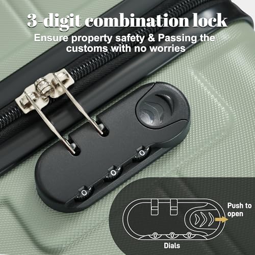Image of 6 Pcs ABS Hardshell Luggage Set Spinner Wheel Suitcase Suitcase Light Green