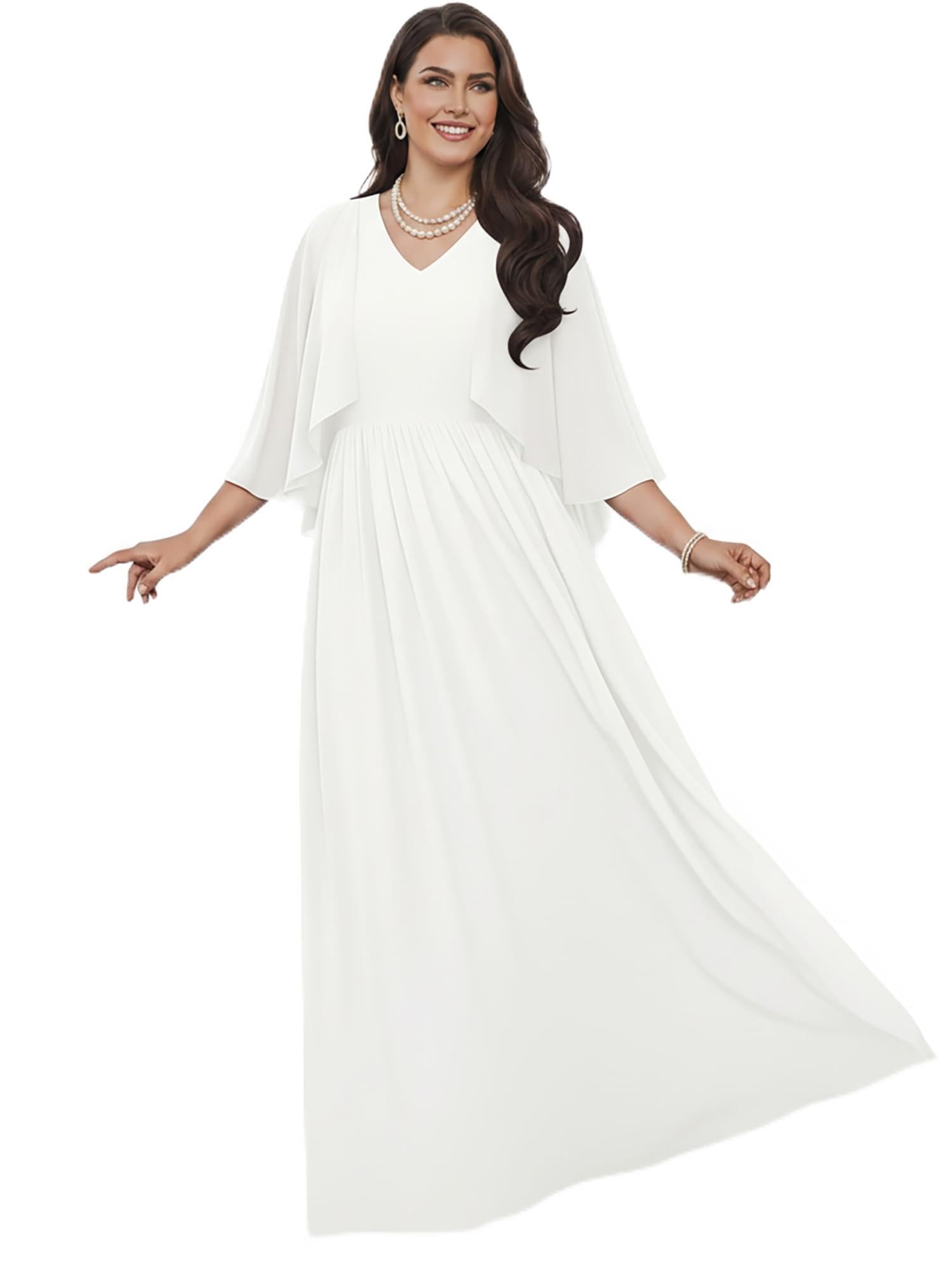 KOH KOH V-Neck Cape Sleeve Gown