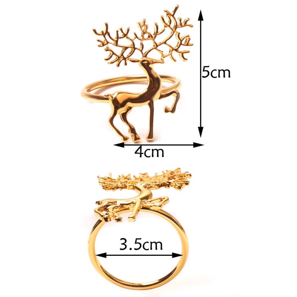 MAGICLULU 12 Pièces Boucles Serviette Tête De Cerf Dorées – Anneaux Serviette Noël Renne Pour Table Festive