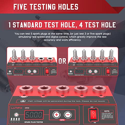 Spark Plug Tester 5-Holes Adjustable Frequency Spark Tester 200-9000Rpm Car Ignition Coil Tester Diagnostic Tool For 12V Gasoline Vehicles And Motorcycle Spark Plugs Testing #TOP2