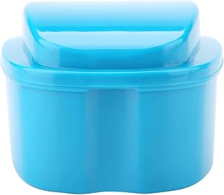 Denture Box, Denture Container False Teeth Storage Box Double Layer Dry Wet Separation for Clear Braces Mouth Guard Night Guards Retainers Travel Household Office Cleaning(Light Blue)