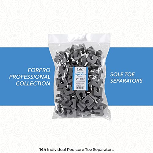 Image of ForPro Professional Collection Sole Toe, Luxurious Foam, Individual Toe Separators for Pedicures, Cool Grey, 144-Count