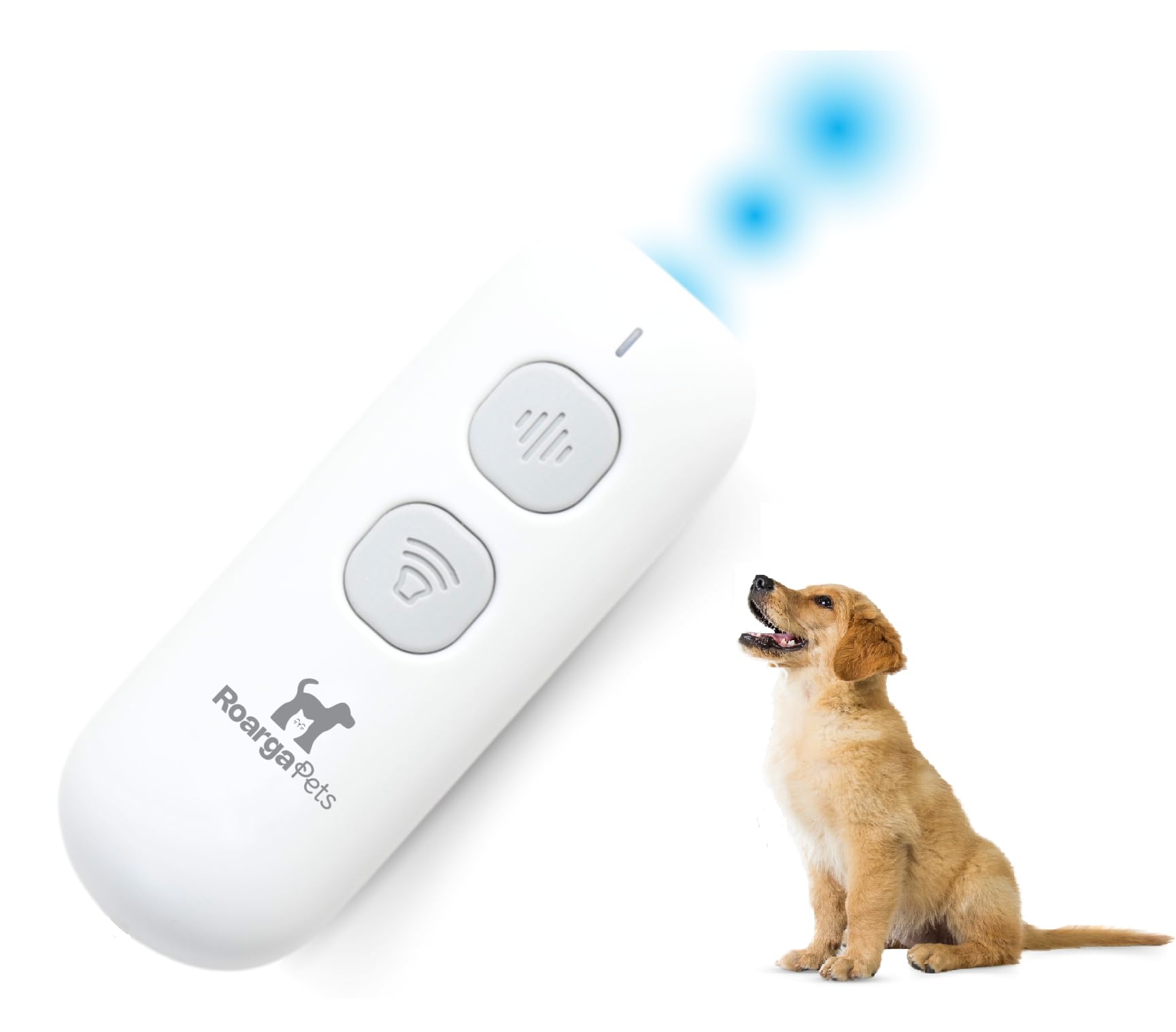 Roarga Pets Antiladridos Perros - Ahuyentadores de Perros Portátil - Largo Alcance 10 Metros | Cómodo y eficaz | Dispositivo ultrasonidos Adecuado Perros Pequeños, Medianos y Grandes (suyo o vecinos)