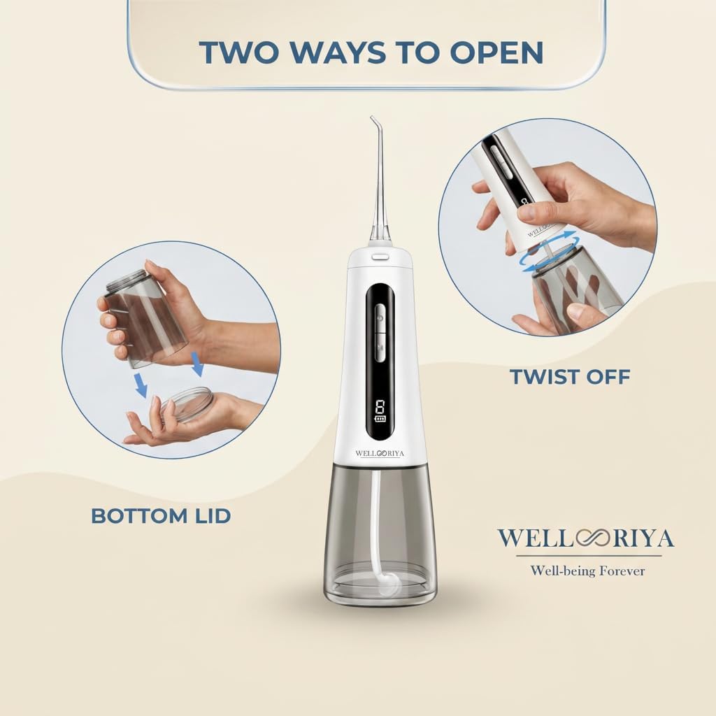 Water Flosser – Cordless Power Dental Flosser for Teeth & Gums, 9 Pressure Levels, 300mL Tank, USB-C Rechargeable Oral Irrigator, IPX7 Waterproof for Braces & Travel – Wellooriya (Black)