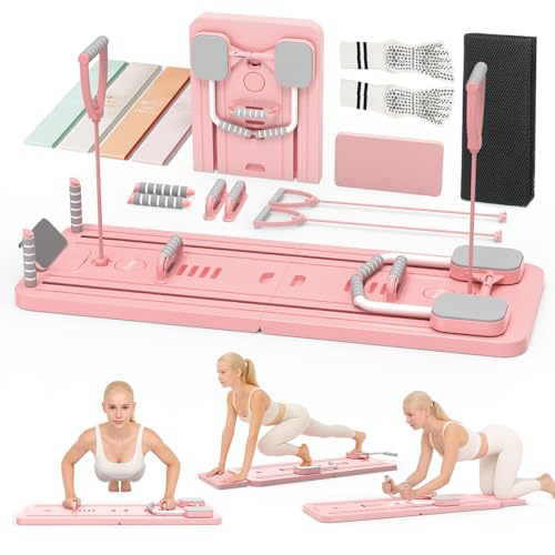 Northdeer Pilates Set, 2026 Upgraded klappbares Pilates Board, Multifunktionales 8 in 1 Pilates Reformer Zuhause Fitness (Rosa)