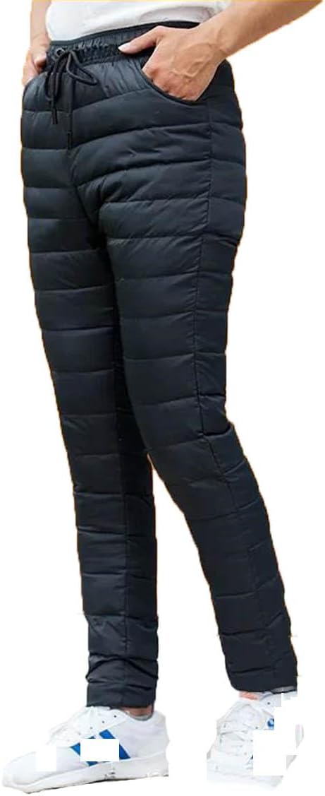 Men's Winter Down Pants Casual Thickened White Duck Warm Snowboard Cold-Proof Cotton Pants