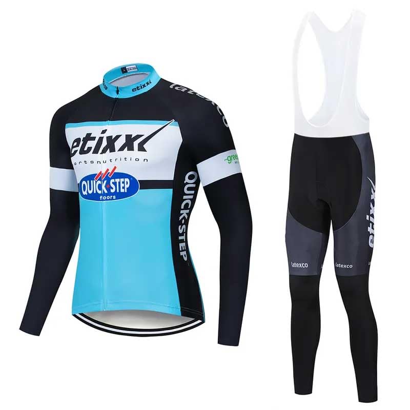Performance Herren Radfahren Langarm-Set mit 3 Taschen Feuchtigkeit Wick Fleece gepolstert reflektierende Hosen