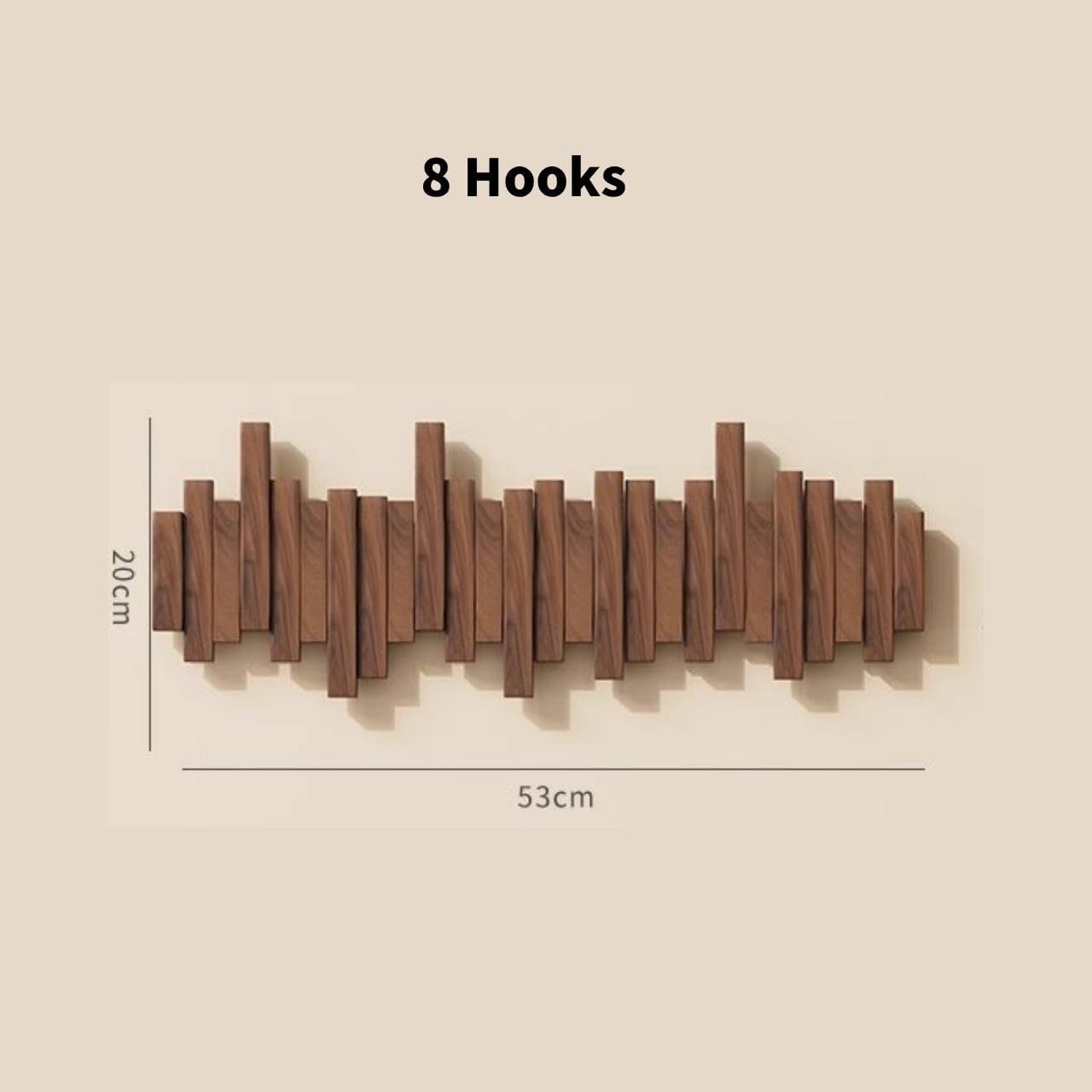 ELECANE Piano Coat Rack Wall Mount, Wooden Piano Key Coat Rack with Flip Down Magnetic Hooks, Wall Mounted Coat Hanger for Entryway Bedroom Kitchen (Walnut, 8Hooks)