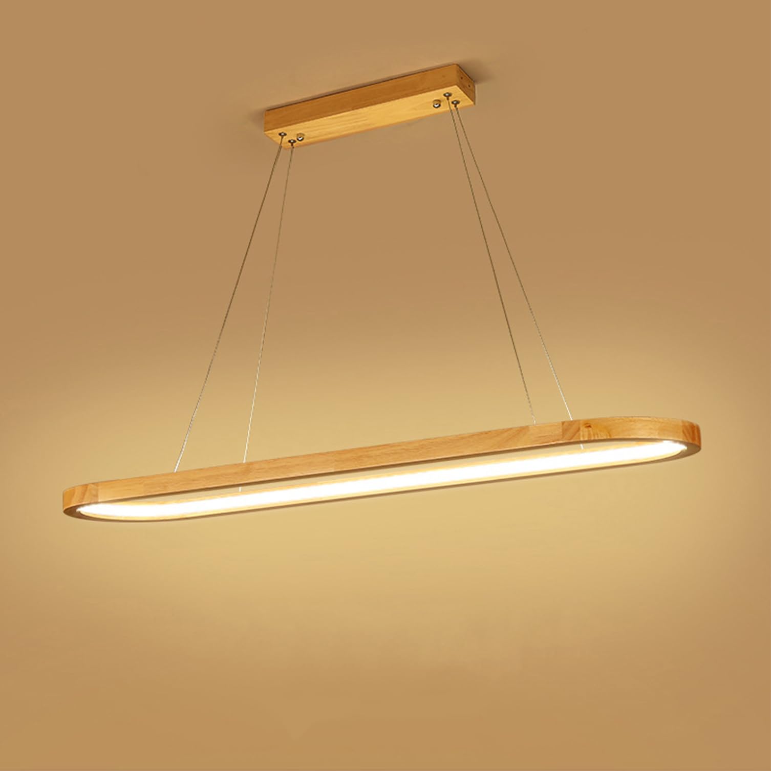 Modern LED pendant lamp dining room wood dimmable pendant lamp dining table with remote control wood pendant lamp dining room lamp hanging office living room kitchen ceiling lamp (wood, 120cm)