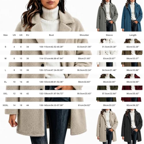 Fall Jackets for Women Fuzzy Fleece Sherpa Jacket Warm Oversized Long Cardigan Coat Black L - image 5