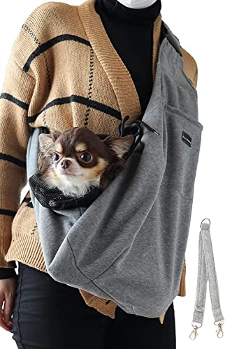 CALNARA 犬 抱っこ紐 スリングバッグ ドッグスリング ペットスリング 【獣医師監修】 (グレー)