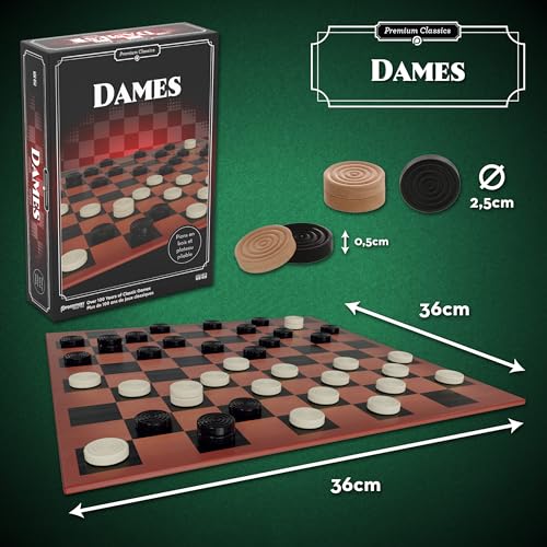 Goliath - Dames - Jeu de Dames Premium pour Enfants dès 6 Ans - Plateau de Jeu Pliable en Carton - Prenez Les Pions en Bois de l'Adversaire - Stratégie et Réflexion - 2 Joueurs - Version Française