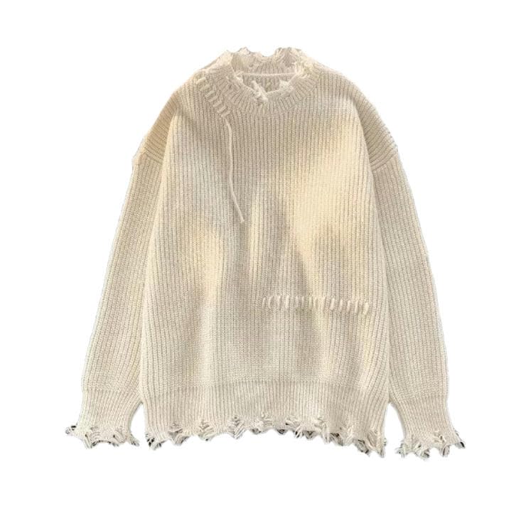 Pull en tricot pour homme ample patchwork résistant aux froissements d'automne