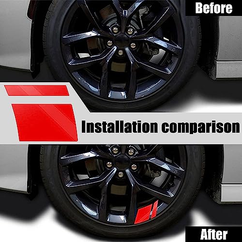 Image of gunhunt 6 PCS Car Reflective Stickers, Wheel Rim Decal Stripes Car Decals, Automotive Decals Hash Stripe Stickers for 18-21 Inch Wheels Tire Rim Safety Decoration Accessories (Red)