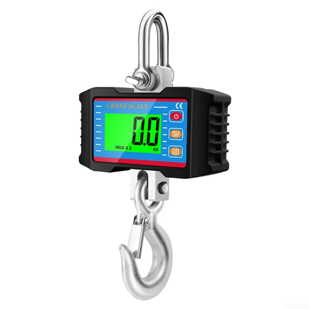 Báscula de grúa, báscula electrónica de grúa de 1000 kg, dispositivo de pesaje industrial de alta precisión con pantalla LCD retroiluminada grande (azul)