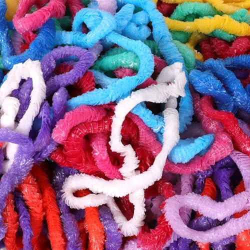 Crazy Games 100 Count Hawaiian Leis Necklace - Tropical Luau Hawaii Flower Lei Theme Party Favors, Plastic Leis Headbands, Holiday, Wedding, Beach, Birthday Decorations - Hawaiian Leis Party Supplies