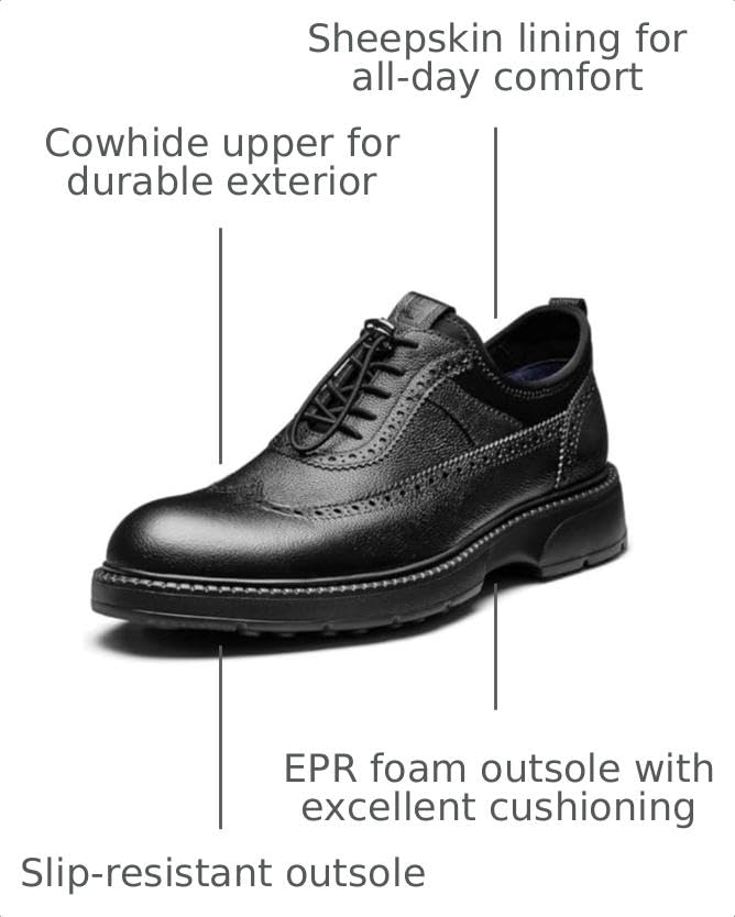 Image of Men's Dress Shoes Casual Genuine Leather Wingtip Oxford Shoes Comfort Formal Business Wedding Derby Sneakers
