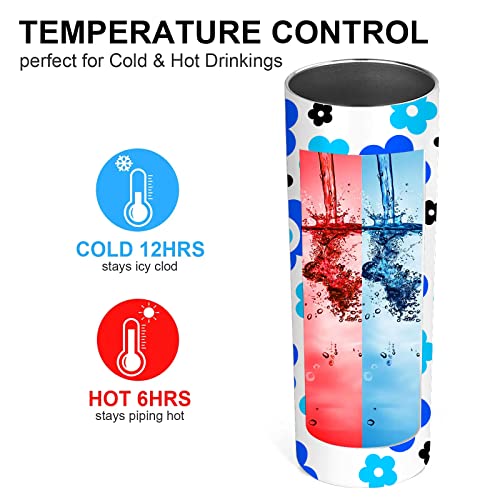 Evil Eye Flowers Libbey Insulated Skinny Tumblers Cup,Turkish Blue Coffee Mug 20 Oz With Lid Protection Good Luck Gift For Women,Double Wall Reusable Vacuum Stainless Steel Water Bottle #TOP1