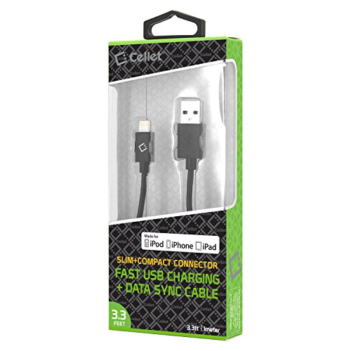Câble Lightning synchro rapide Cellet noir 1m pour batterie iPhone XR - 6