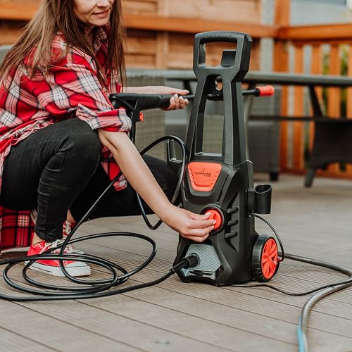 LEHMANN Jukon Hogedrukreiniger, 1600 W, max. 200 Bar Druk, Debiet 480 l/u, Zelfaanzuigend, Met 5 m Hogedrukslang, Pistool, Lansen, en Schuimlans, Ideaal voor Huis, Tuin en Auto - Afbeelding 5
