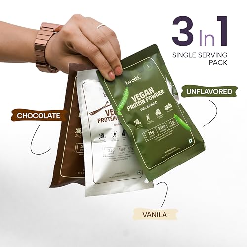 Image of Vegan Protein Powder 25g Protein per Serving No Added Sugar Natural Plant Based Protein Powder with Multivitamin, Minerals, Pea Protein, Pumpkin Seeds, (39+39+32 gm, Trial Pack of 3 Flavors)