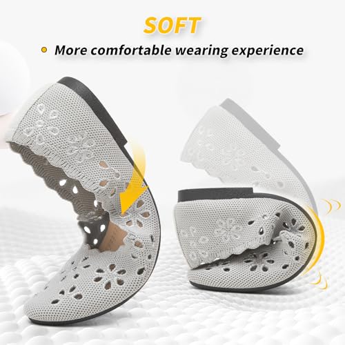 Image of BABUDOG Mesh Ballet Flats Shoes for Women,Womens Flats Dressy Comfortable,Women's Dress Shoes with Flower Eyelets,Slip on Casual Walking Flats