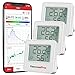 Messe mit günstig Kaufen-ThermoPro TP357-3 80m Bluetooth Hygrometer Innen 3er Set Raumthermometer Digital mit APP Mini Luftfeuchtigkeitsmesser mit Smiley-Indikator Datengrafik für Innenraum, Büro, Weinkeller, Gewächshaus
