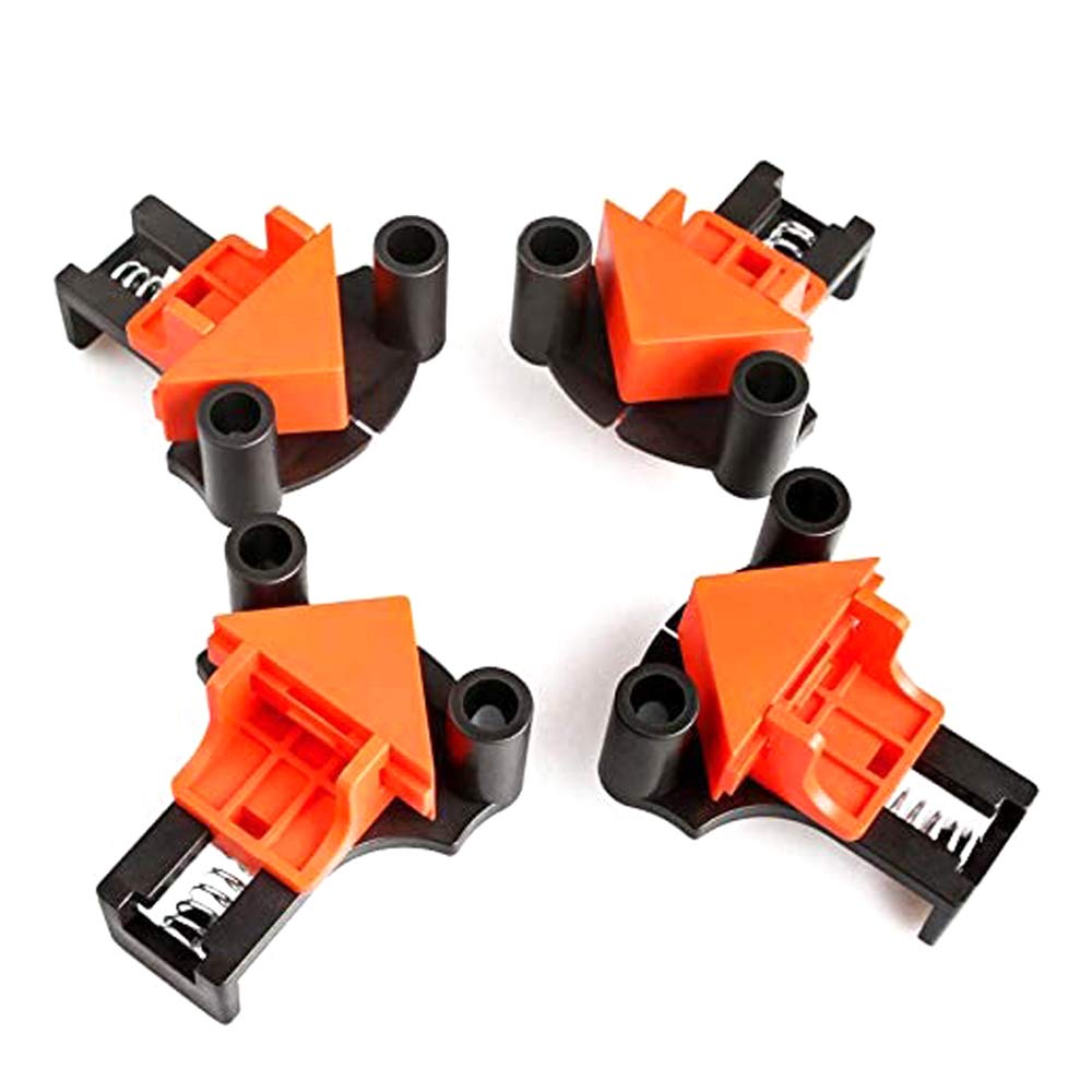 4PCS Wood Clamps, DIY Corner Clamp, 90 Degree Right Angle Clamp for Wood, Strong Clamping Force, Durable and Efficient Woodworking Clamps Set Suitable for Woodworking, Drilling, Cabinet Making Etc.