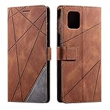 SONWO Hülle für Samsung Galaxy Note 10 Lite, Premium Leder PU Handyhülle Flip Hülle Wallet Silikon Bumper Schutzhülle Klapphülle für Galaxy Note 10 Lite, Braun