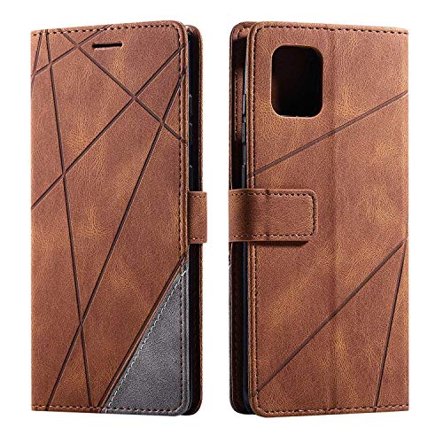 SONWO Hülle für Samsung Galaxy Note 10 Lite, Premium Leder PU Handyhülle Flip Hülle Wallet Silikon Bumper Schutzhülle Klapphülle für Galaxy Note 10 Lite, Braun