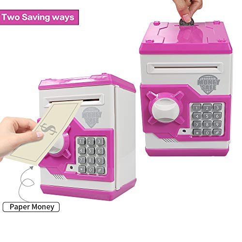 Cargooy Mini Atm Piggy Bank Atm Machine Best Gift For Kids,Electronic Code Piggy Bank Money Counter Safe Box Coin Bank For Boys Girls Password Lock Case (Pink) #TOP3