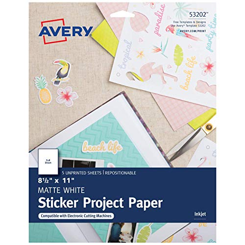 Avery Sticker Project Paper, 8-1/2 x 11 Inches, Pack of 20 (44383) (Renewed)