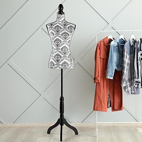 Female Mannequin Torso Dress Form Height Adjustable Pinnable Mannequin Body With Sturdy Tripod Stand For Home Decor, Jewelry & Clothing Display, Black Flower #TOP3