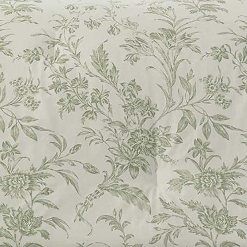 Image of Laura Ashley - Queen Duvet Cover Set, Soft Bedding with Matching Shams, Reversible Floral Room Decor, College Dorm Room Essentials (Natalie Sage Green)