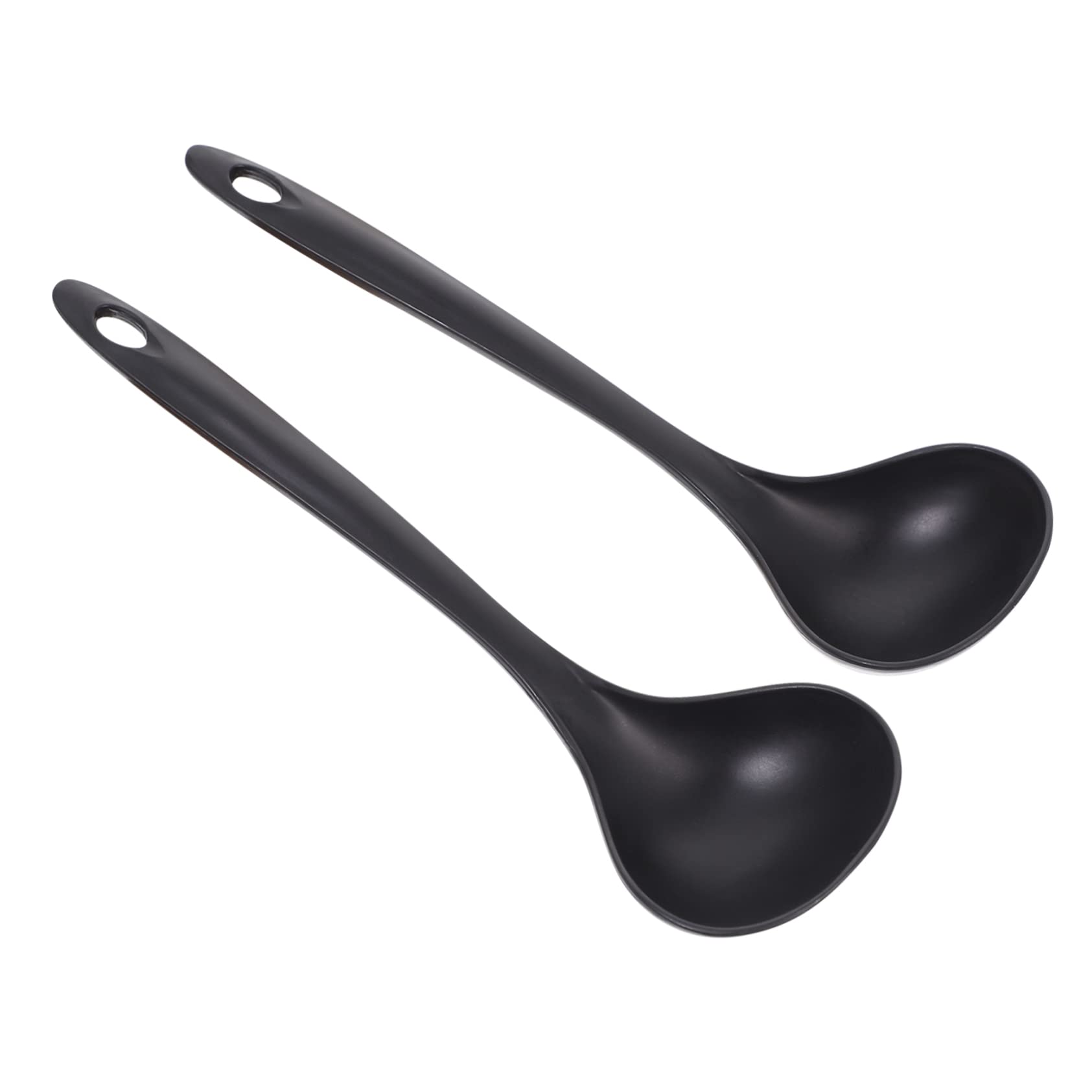 COLLBATH 2pcs Soup Spoon Rice Spoons Cutlery Ladle Spoon Soups Spoons Rice Cooker Spoon Stirring Spoon Handle Spoon Dessert Spoons Cooking Dinner Spoons Soup Scoop Japanese Spoon Pot Black