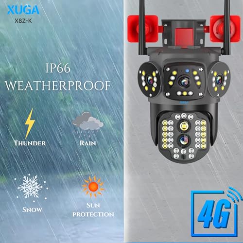 Image of XUGA Cybernautt X8Z-K 8MP Dual Lens 4G PTZ Camera | Dual view screen with 10x digital zoom. Outdoor waterproof build. Compatible with Airtel 4G SIM for remote field security.