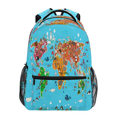 GIGIJY - Mochila de viaje, diseño de mapamundi con dibujos animados