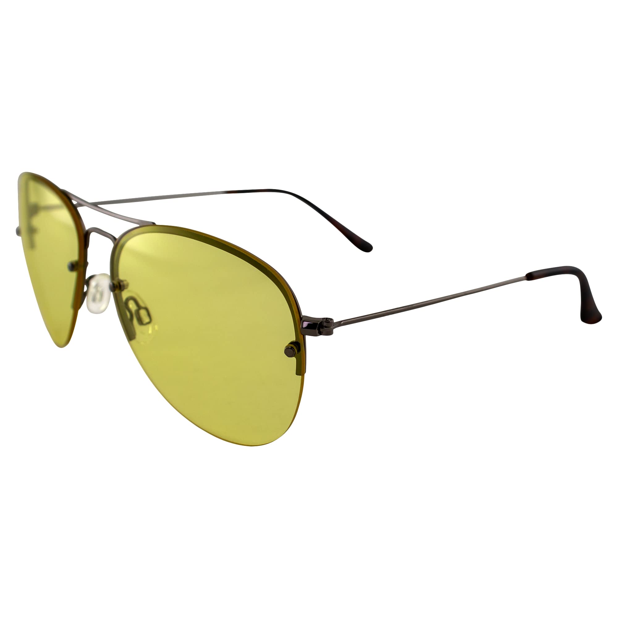 Epoch EyewearEmerson Fashion Aviator Motorcycle Sunglasses for Women Rimless w/Yellow Lenses & Folding Case, Yellow, Adult