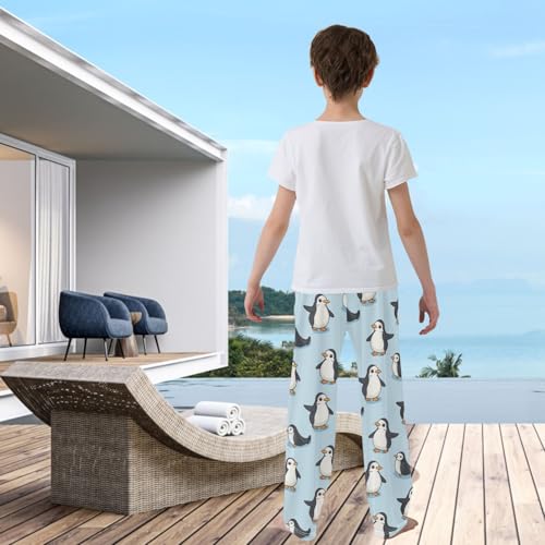 visesunny Boys' Pants Penguin Design Soft Long Bottoms Elastic Waist Trousers Sweatpants with Pockets L3