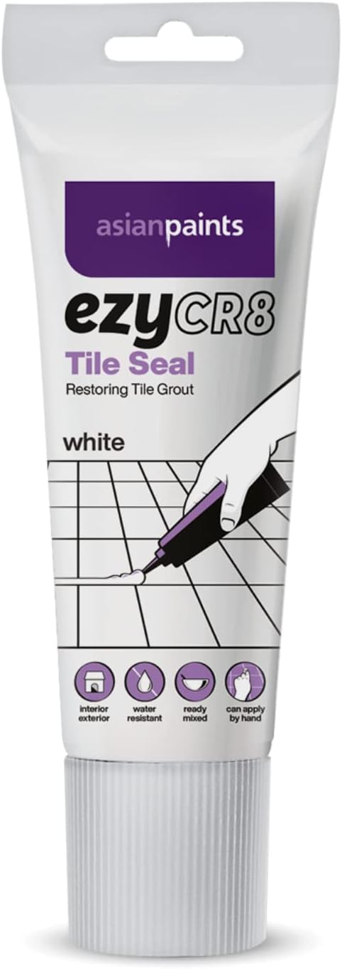 Asian Paints ezyCR8 Tile Seal (White), DIY Ready-mix Restoring Tile Grout for Bathroom, Kitchen Tiles – 200mL Tube