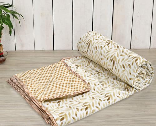 Image of Dohar Double Bed Cotton | AC Blanket Summer| Soft Light Weight, Quilt, Duvet King Size 84 inchx96 inch -Brown Pack of 1