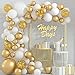 iPartycool White Gold Party Balloons 131pcs Balloon Garland Arch Decoration Kit 18/12/10/5 inch Different Size Metallic Latex Confetti Balloons for Birthday Party Wedding Anniversary Baby Shower Party