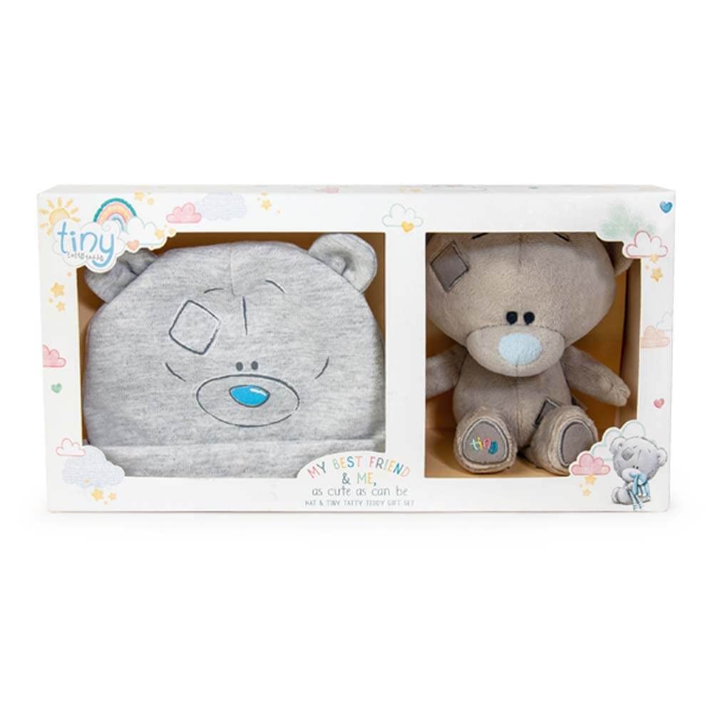 Tiny Tatty Teddy Baby Hat and Bear Gift Set, Grey