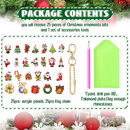 Christmas Diamond Painting Keychains 5D Diy Diamond Art Ornaments Key Chain Cute Santa Snowman Gnome Diamond Painting Rhinestone Pendant Christmas Hanging Diamond Art Kits For Kids (25 Pieces) #TOP2