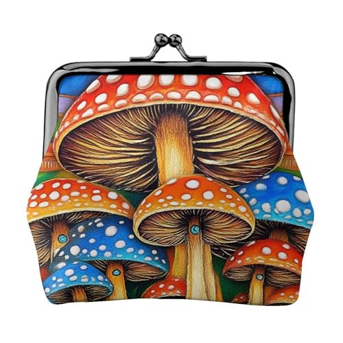 Coin Purses Gift Bag With Clasp Kiss Lock Change Pouch trippy mushroom art (3) Mini Coin Wallet Vintage Trinkets Pouch