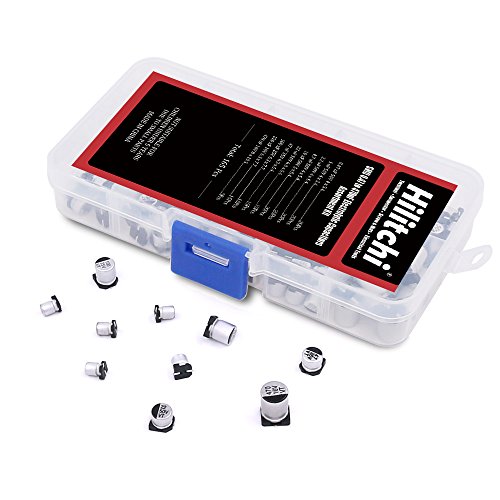 Image of Hilitchi 165-Pcs [0.47uF ~ 470uF] SMD Aluminum Electrolytic Capacitors Assortment Kit - 10 Values