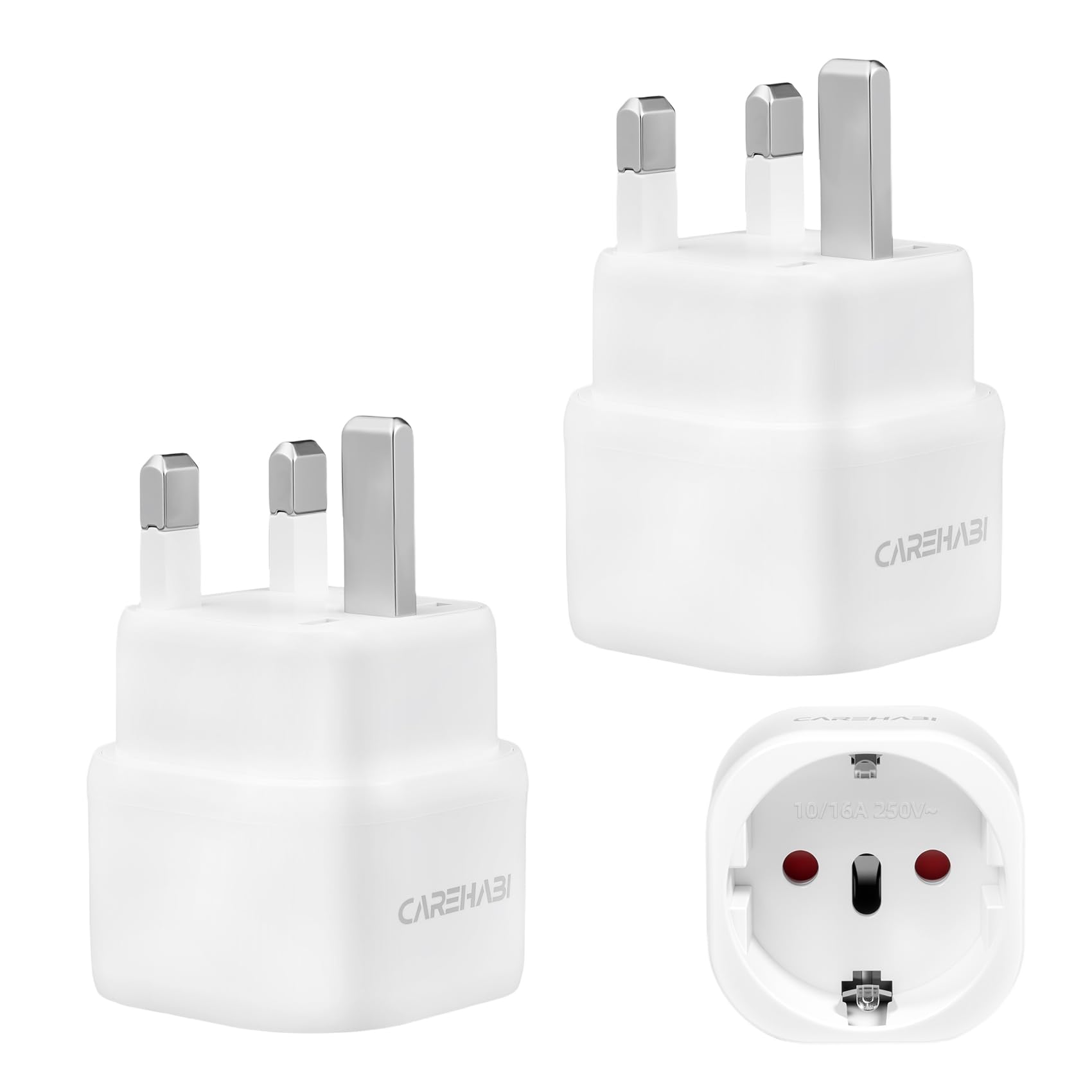 Lot de 2 Adaptateur Prise de Voyage Adaptateur Royaume-Uni France Prise, Adaptateur Type g, Adaptateur de Prise Angleterre pour UE vers Angleterre/Écosse/Irlande/Dubaï/Maldives