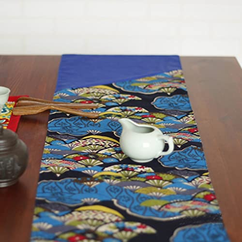 Chemin de table en éventail bleu pour protéger votre buffet - 4