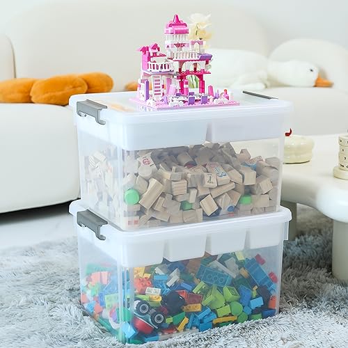 Image of Citylife 17QT 4Packs Clear Craft Organizers and Storage Box with Tray